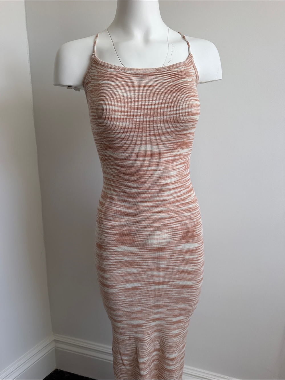 Spaghetti-Strap Maxi Dress in Blush and Cream